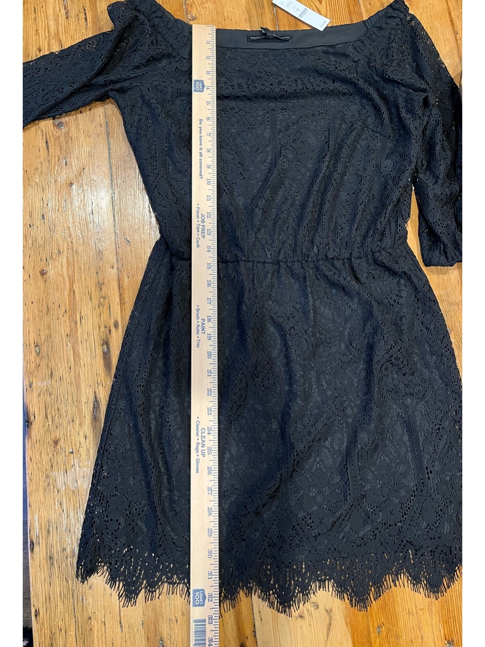 White House Black Market Black Lace Off the Shoulder Dress Vintage Romantic Boho - Picture 10 of 10